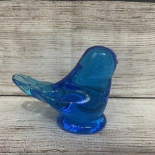 Vintage Leo Ward Glass Blue Bird of Happiness Signed Figurine