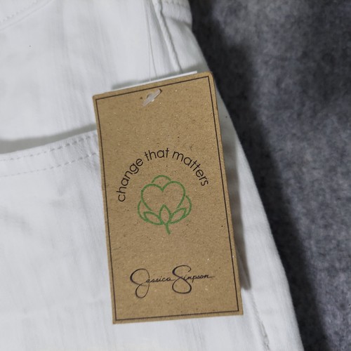 Jessica Simpson Shorts 16 White High Waist Cut Off Denim Stretch Button Fly Jean - Picture 6 of 12