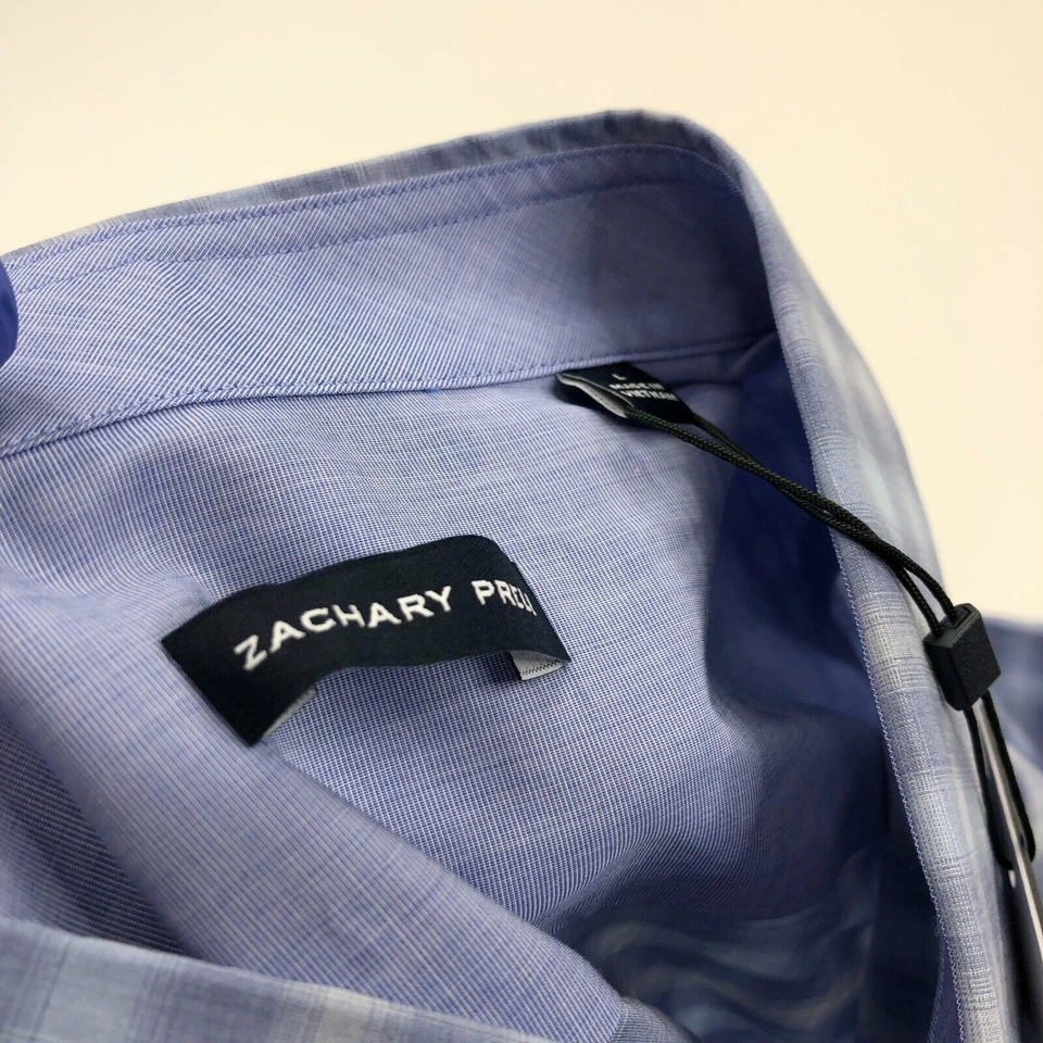 Zachary Prell NUEVA Camisa de Vestir Para Hombres Grande Botón Manga Larga Cuadros Azul Foto 4 de 4