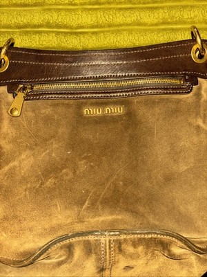 Vintage Miu Miu Leather Gold Hardware Saddle Flap Bag | eBay