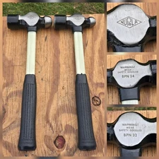 Vintage Pair Nupla Ball Peen Pein Hammer 24oz. & 32oz. Fiberglass Handle USA EUC