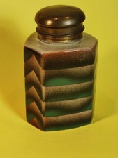 Spritzdekor Gräfenroda Teedose Bauhaus Art Deco Mugden Grün-Braun