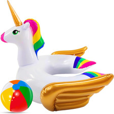 2 Pack Pool Floats Kids - Unicorn Pool Floaties  Beach Ball Summer Beach Pool T