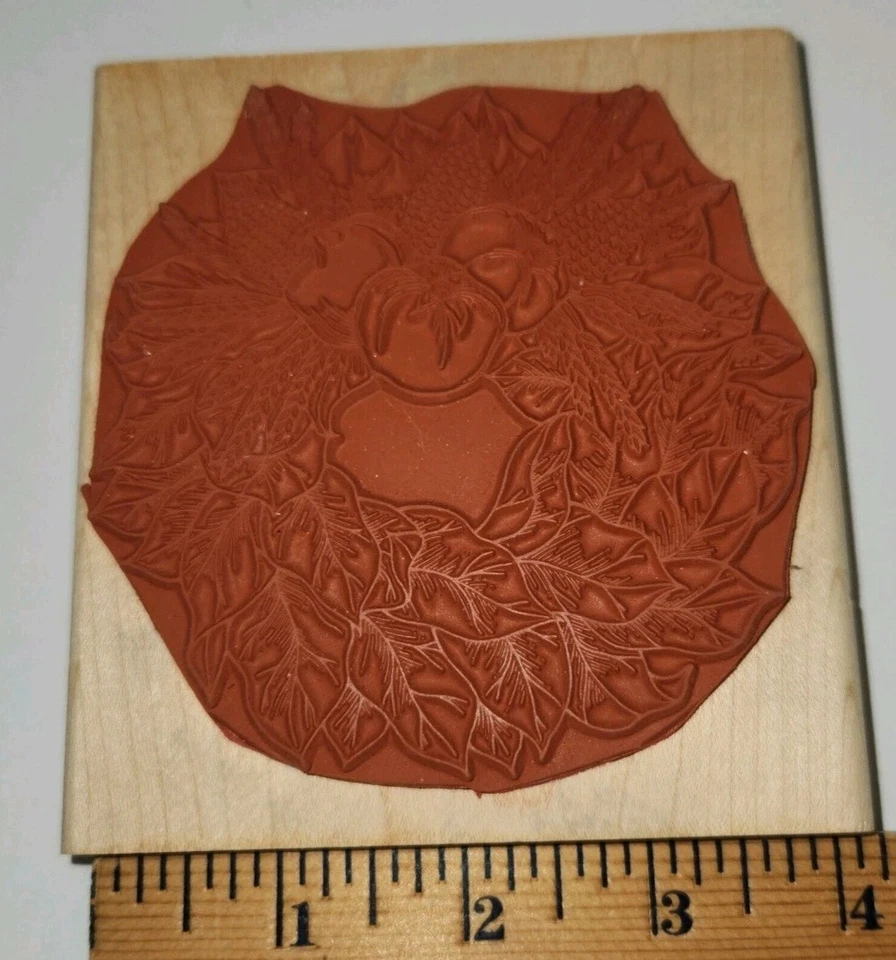 Винтажный 4-дюймовый осенний осенний урожай деревянный смонтированный резиновый штамп кукуруза пшеница - Изображение 2 из 3