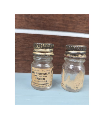 Vintage Abbott Laboratories Water Purification Tablet Bottles -2- Empty