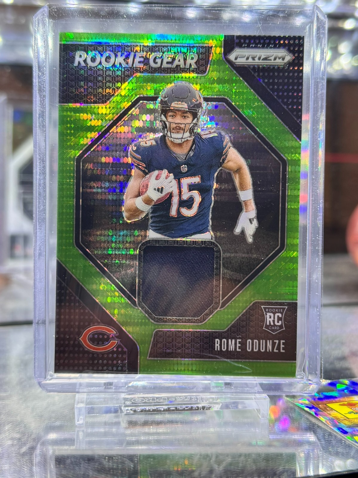 2024 Panini Prizm Rookie Gear Rome Odunze #RG-ROE Neon Green Pulsar Prizm RC