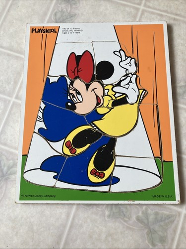 Playskool Dancing Minnie Mouse 10 Pc Vintage Wooden Board Puzzle Disney 190-24