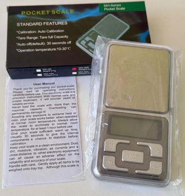 MH-Series Digital Pocket Scale w Cover MH-200 200g x 0.01g Precision tl oz ct gn