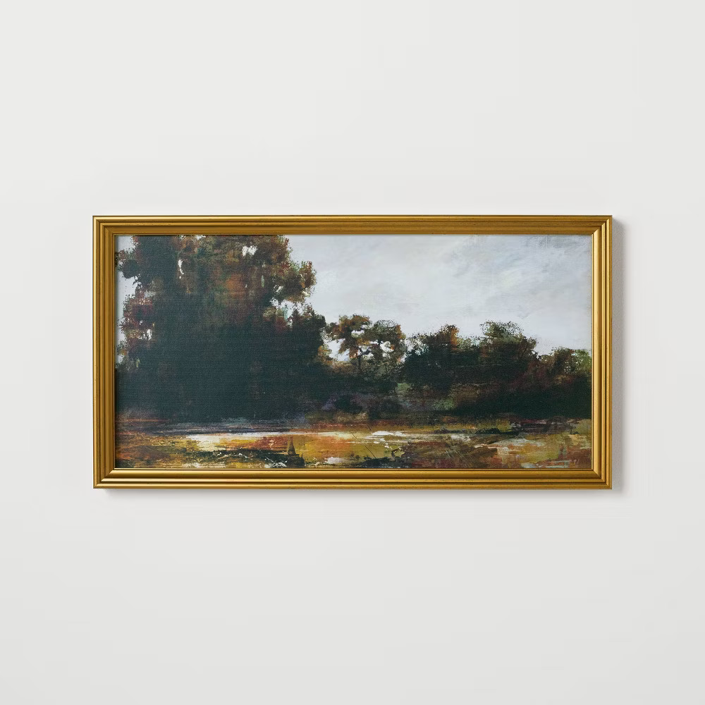 13.9" x 25.4" Horizontal Landscape Framed Canvas - Threshold designed