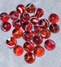 Vacor Marbles Lot Rooster Red Transparent Base White Swirls Player Marble 5/8