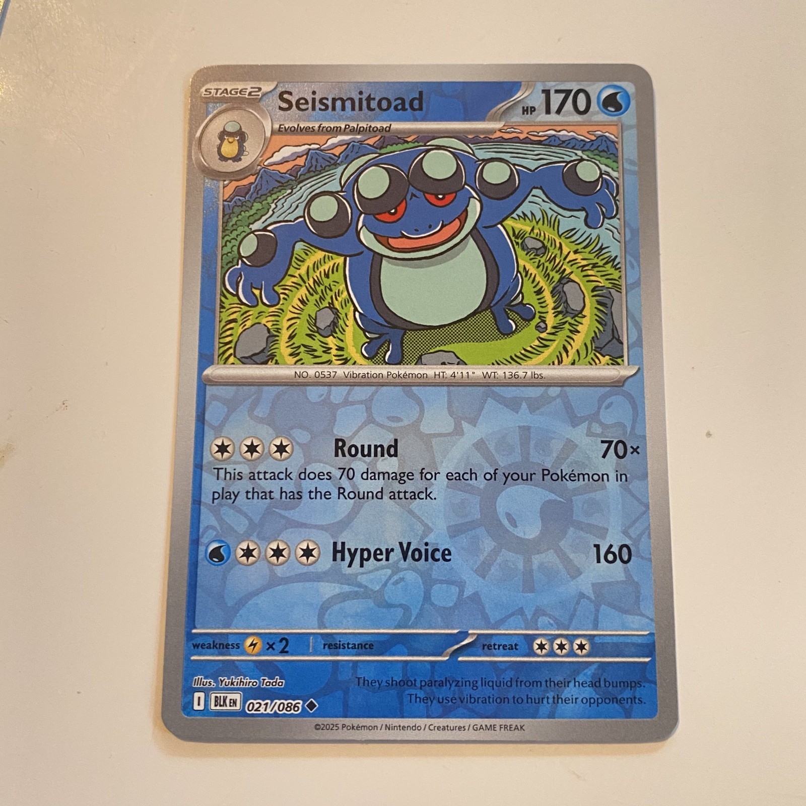 Seismitoad - 021/086 - Sv: Black Bolt  - Reverse Holographic - Pokémon TCG