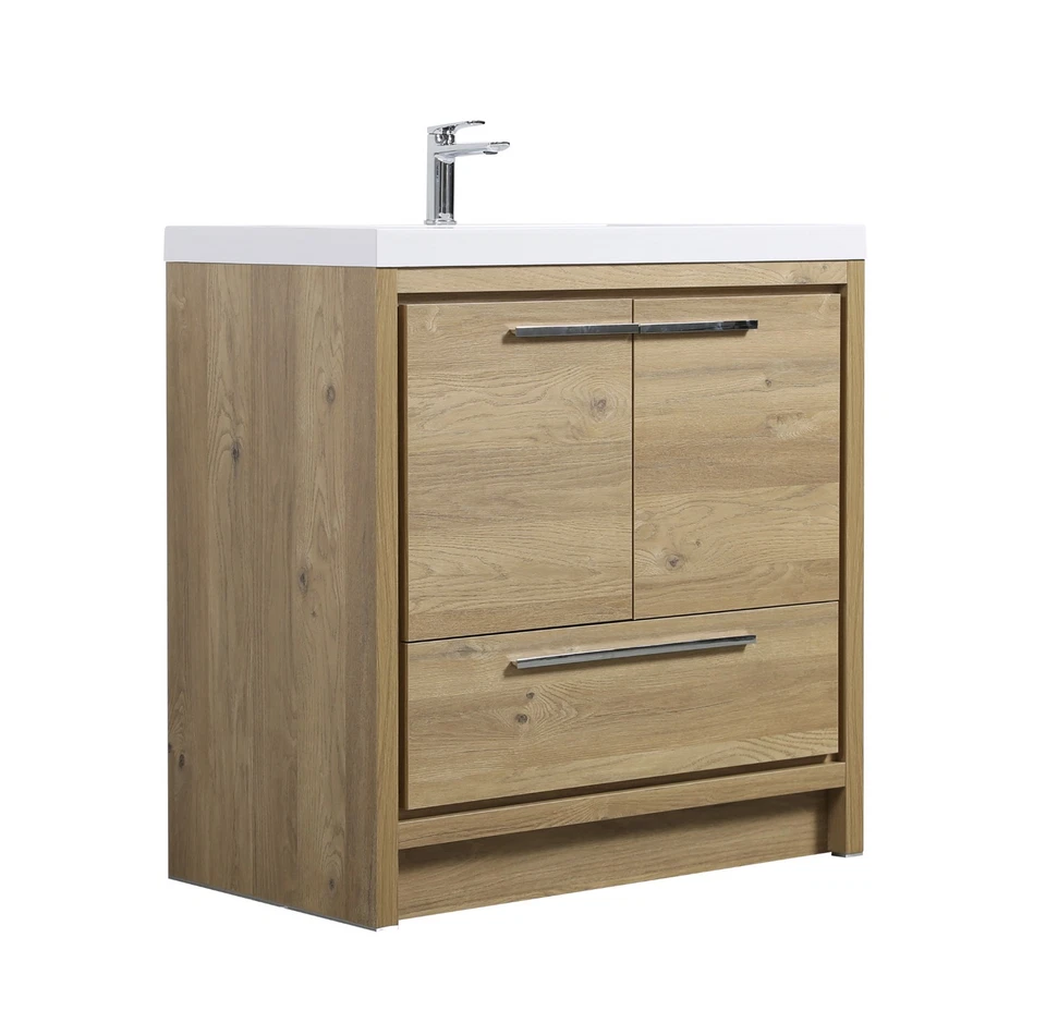 Alma Allier 36 inch Natual Oak Finish Vanity With White Sink - Image 3 of 4