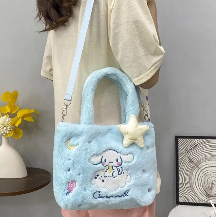 🔥Sanrio Cinnamoroll Faux Fur Plush Handbag Totebag 🔥