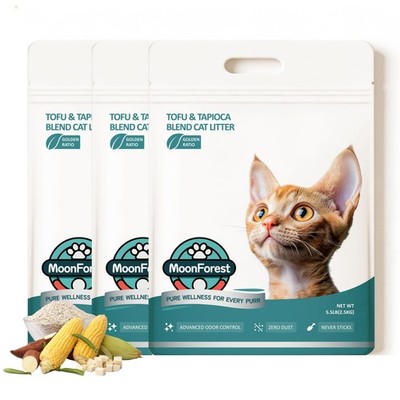 MoonForest Tofu Cat Litter,Natural Odor Control Dust-Free Clumping cat litter 
