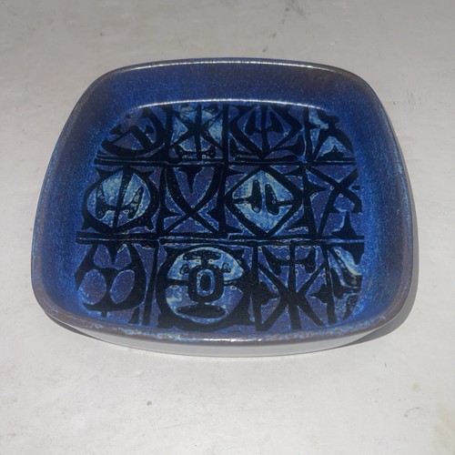 Vintage Royal Copenhagen Baca square blue pottery dish by Nils Thorsson 1960s