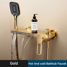 Bathtub Shower Faucet Single Handle Spout Mixer Tap With Hand Shower Wall Mount
