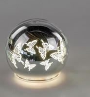 Led Deko Kugel Schmetterlinge D. 10Cm Mit Timer Aus Glas Formano F24