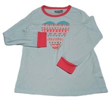 Eddie Bauer Girls Size M 10/12 Heart Graphic Long Sleeve Multicolor Sleep Shirt