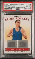 2020 GOODWIN CHAMPIONS GOUDEY SPORT ROYALTY DUAL MEM #AM ALEX MORGAN PSA 8