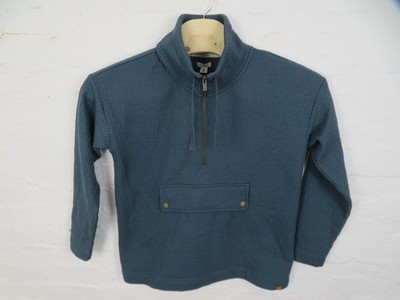 L.L. Bean Birchwood Waffle Anorak Pullover Womens Medium Sweater Blue 1/4 Zip