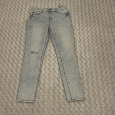Jordache Acid Wash Distressed Blue Jeans Stitched Logo Y2k Women Size 8