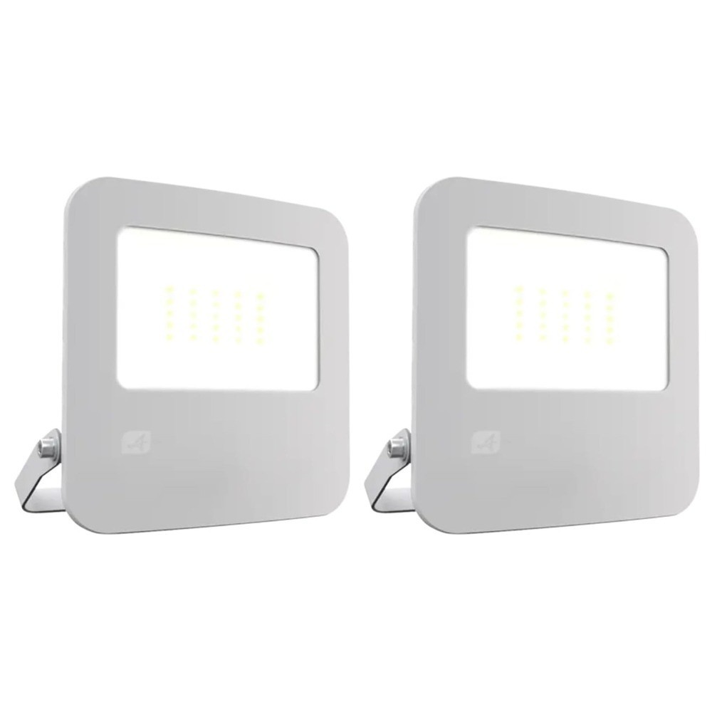 2 x Ansell AWZILED30 Zion Polycarbonate LED Floodlights 4000K 30W - White