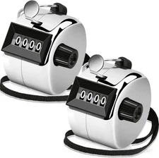 2 Pack Clicker Counter, Metal Hand Tally Counter Clicker, 4 Digit Mechanical Pal