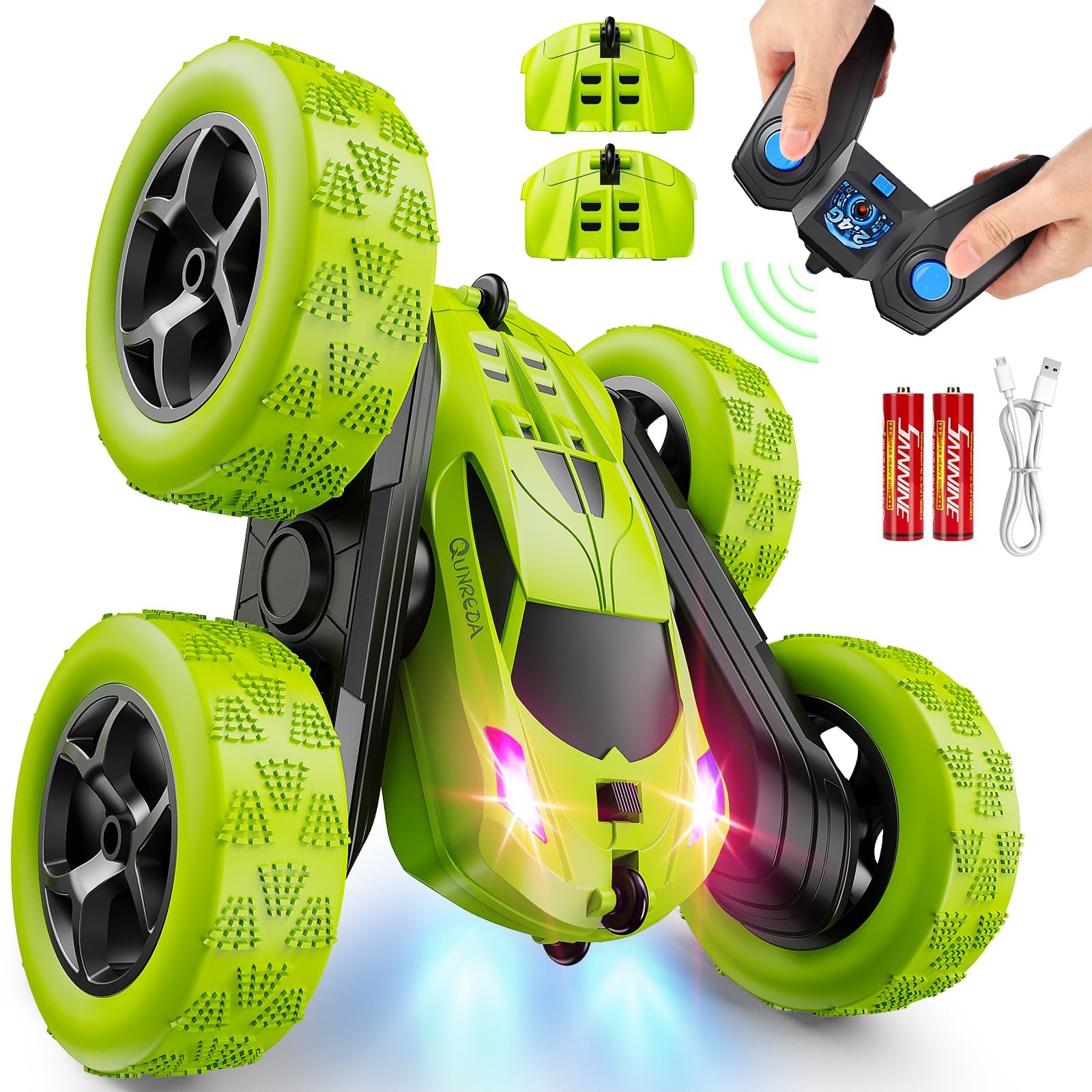 For Ages 6+, Rc Cars Stunt Car 4wd Double Sided 360&deg; Rotat...