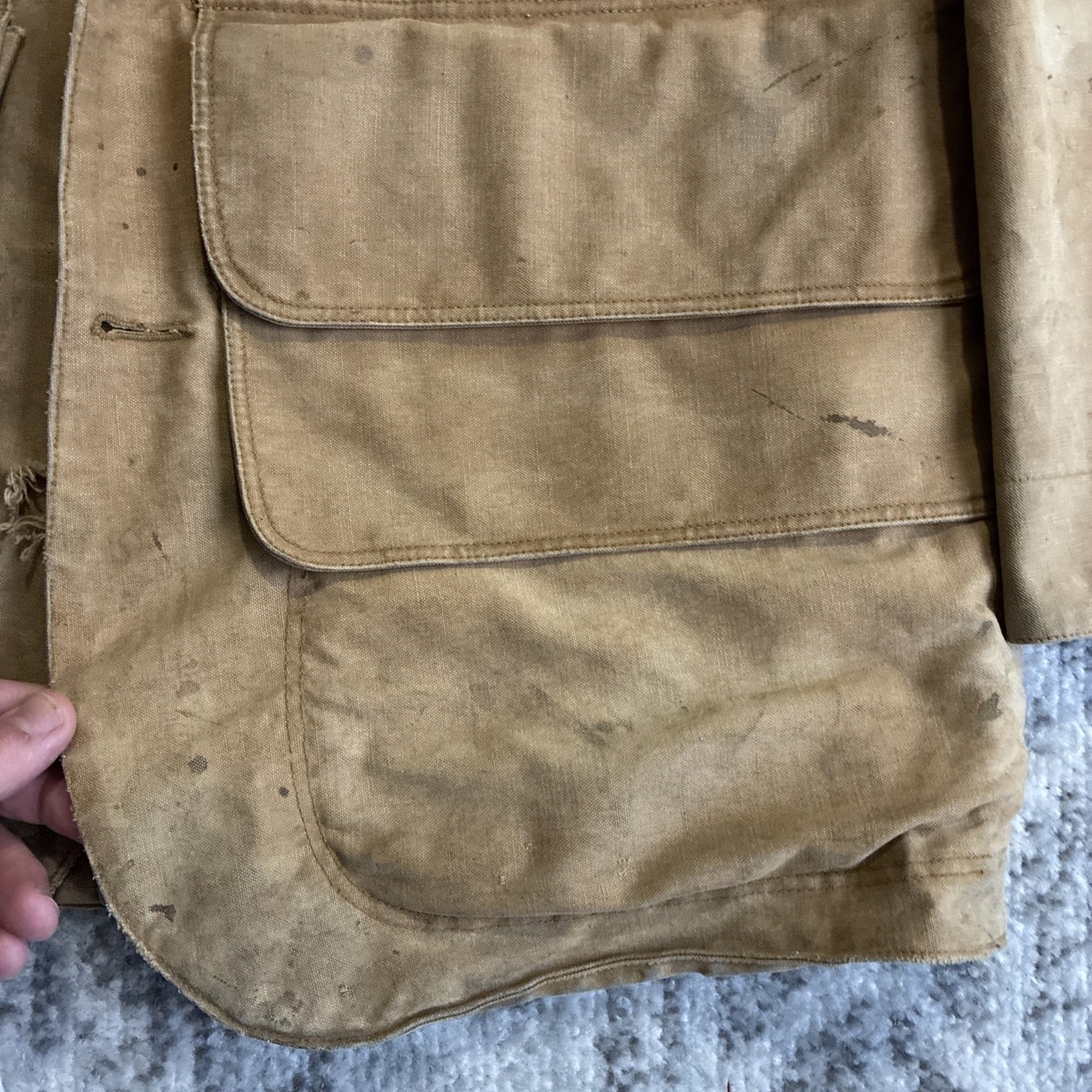ジャケット・アウター Vintage USA BUZZARDPRUF Duck Work Court Mens Vintage 1930's USA Duck Hunting Brown Canvas Jacket XL