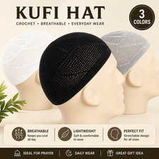 Kufi Crochet Beanie Skull Cap Knit Hat Muslim Prayer Caps Islamic Gift Taqiyah