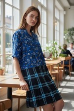 Marni x UNIQLO Womens Dress NWOT Blue Floral Short Sleeve Button Front Size L