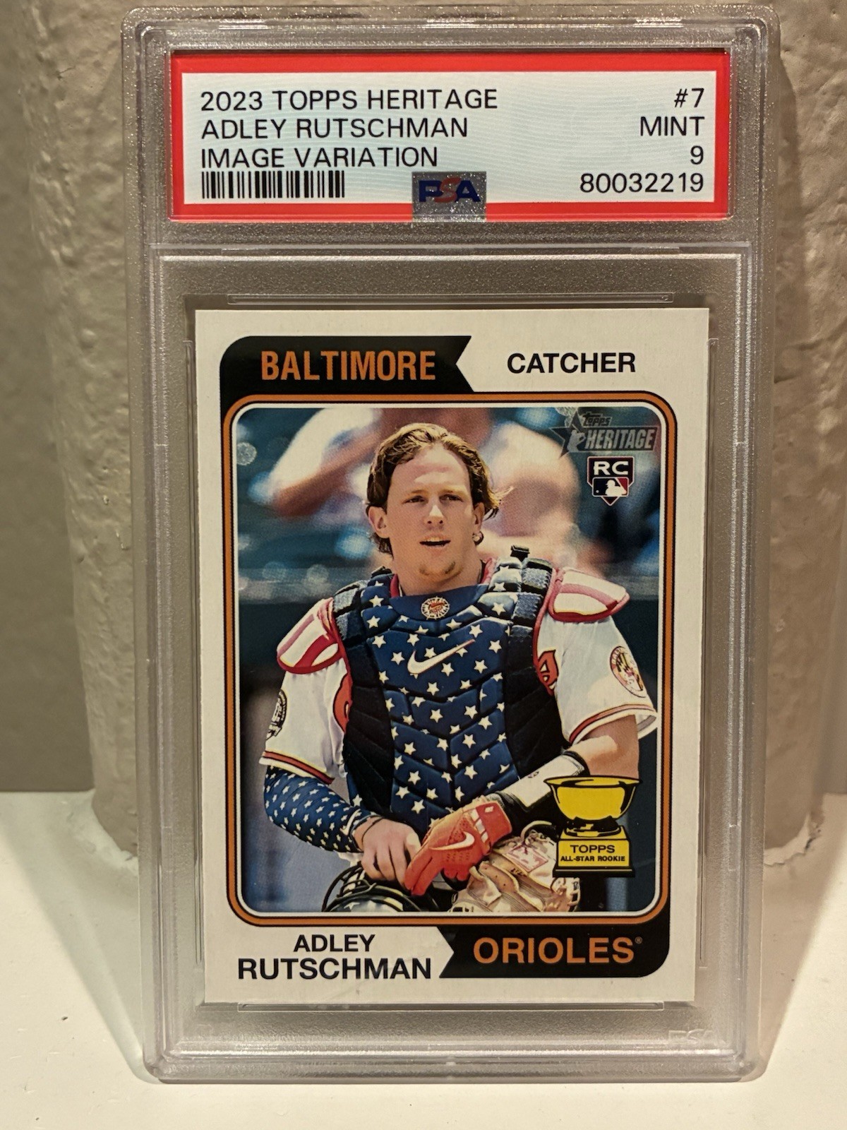 Adley Rutschman 2023 Topps Heritage Image Variation SP #7 PSA 9