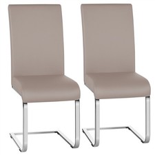 Dining Chairs 2pcs Modern PU Leather High Back Sturdy Chrome Legs Office/Cafe