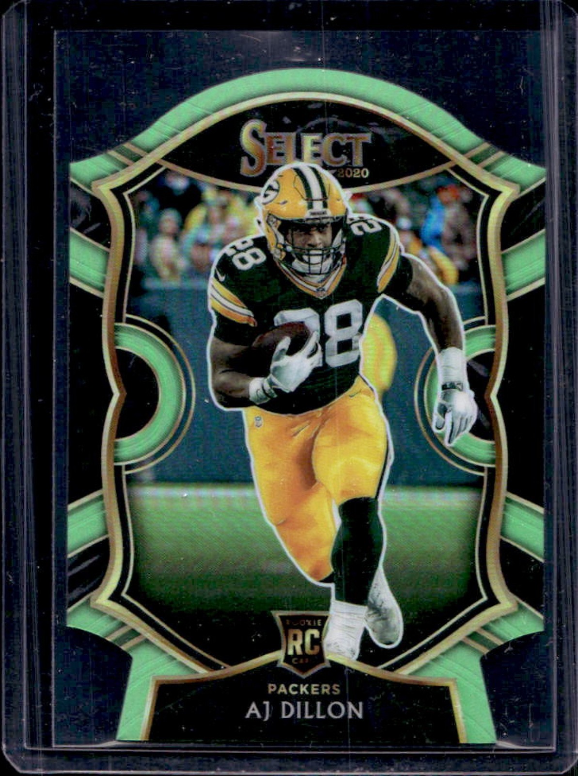 2020 Select AJ Dillon RC Neon Green Prizm Die Cut Concourse #65 Packers