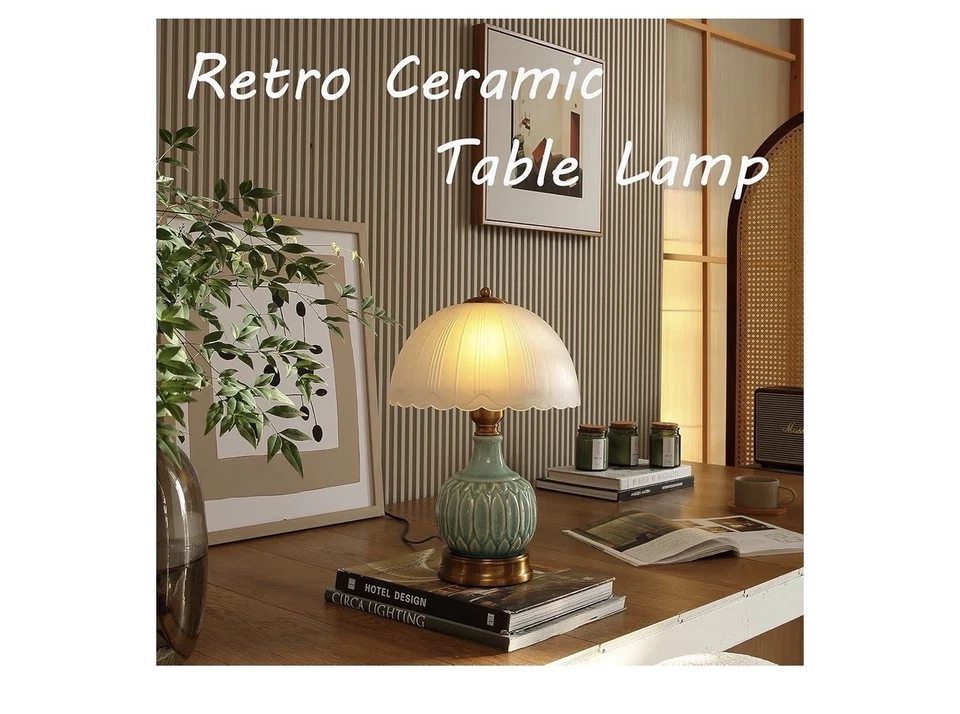 Vintage Lamp for Living Room,16" Modern Ceramic Table Lamps for Bedroom,Retro - Image 3 of 4