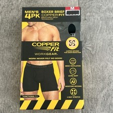 Copper Fit Mens Performance Boxer Briefs SZ M Copper Infused Odor reduction FLEX