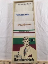 Vintage Paris Mens Handkerchiefs Set 3 Embroidered Pocket Square NOS 17" MCM 70s