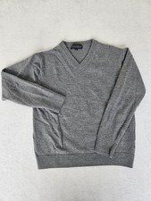 Hart Schaffner Marx Merino Wool V-Neck Sweater Gray Shrunk Fits Kids Youth M
