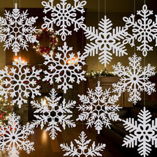 12 Pcs 12'' Large Snowflake Decorations   Giant Hanging Snowflakes, Plastic Snow