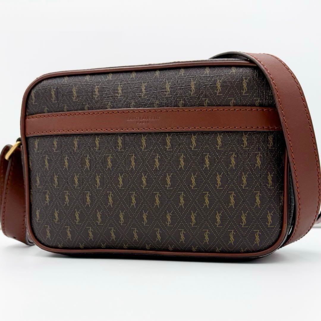 Borsa a tracolla uomo Saint Laurent tracolla monogramma PVC pelle marrone autentica