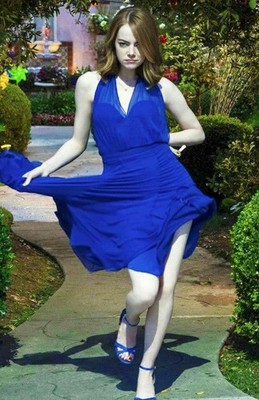 Blue Dress Walking Down Sidewalk 11x17 Poster_11x17