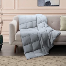 Lightweight Down Throw Blanket Feather Down Throw for Couch Sofa Soft Packabl...