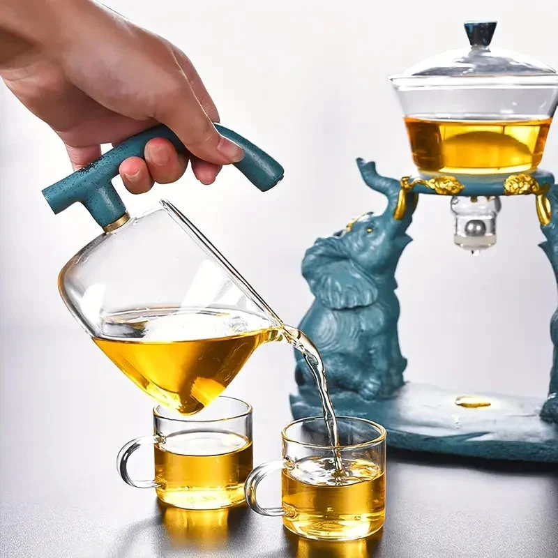 Moderno juego de té de vidrio olla de goteo para té café - Kungfu perezoso con 6 tazas Foto 3 de 4