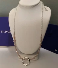 NWB Silpada Sterling Silver STAY NEUTRAL Moonstone Sunstone Necklace 16”+ N6307