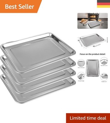 Backblech Set von 4 - Silbern, Spülmaschinenfest, gesundes Edelstahl-Material