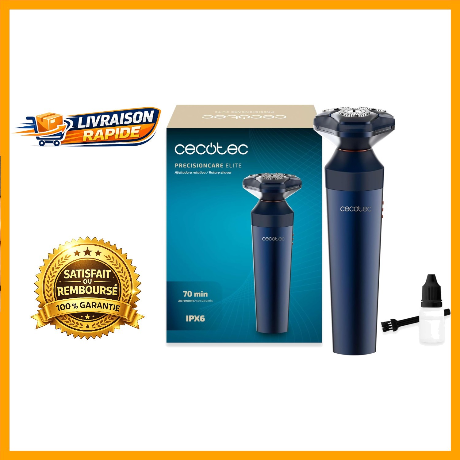 Rasoir ergonomique PrecisionCare Elite sans fil avec tondeuse barbe rétractable
