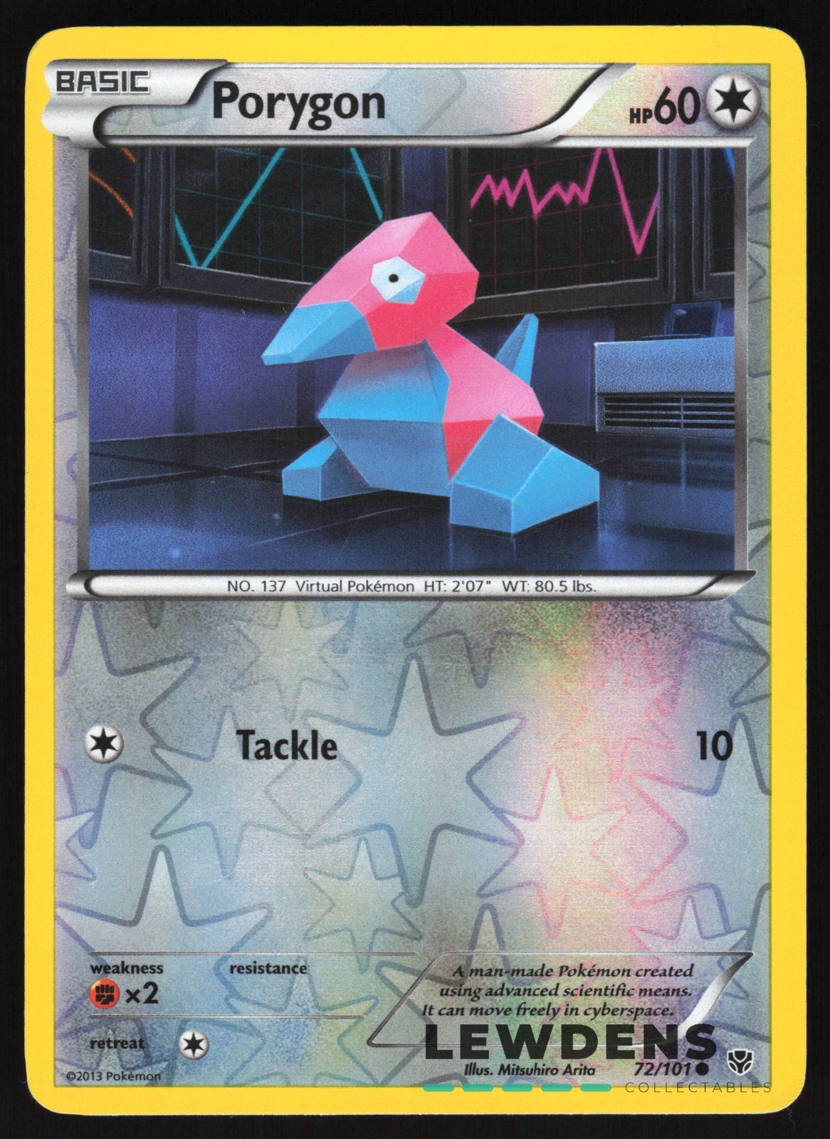 Porygon - 72/101 - Common Reverse Holo - Plasma Blast - Pokemon Card - 2