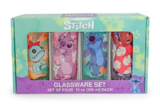 Disney Lilo Stitch 10 Oz Glass Tumblers 4pk - Lilo, Stitch, Angel Scrump NIB