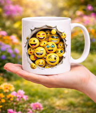 Lustige Tasse Emoji 3D Cartoon Smiley Gute Laune Becher personalisierbar