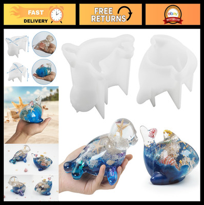 2Pcs 3D Dolphin Seal Silicone Molds for Epoxy Resin, Ocean Animal DIY Craft Deco